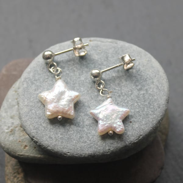 Twinkle Twinkle - Pearl Star & Silver Earrings