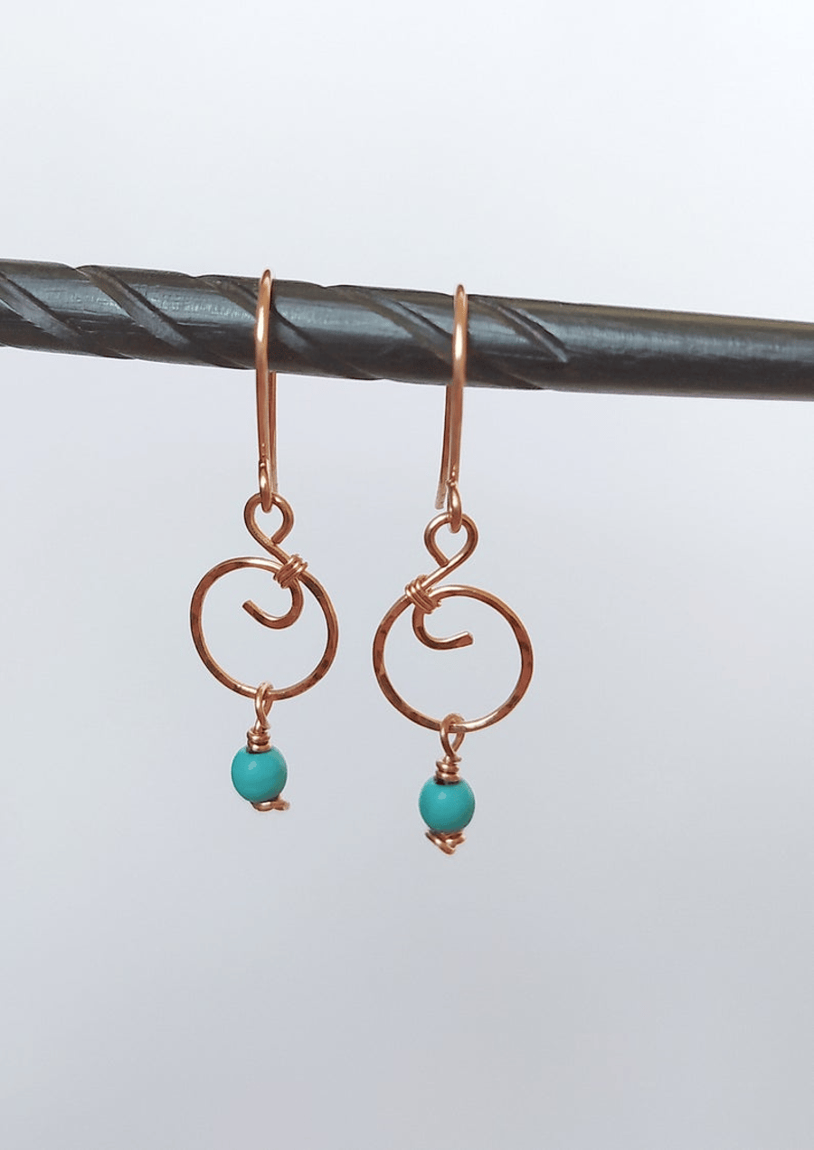 Tiny Gemstone Swirl Drop Earrings
