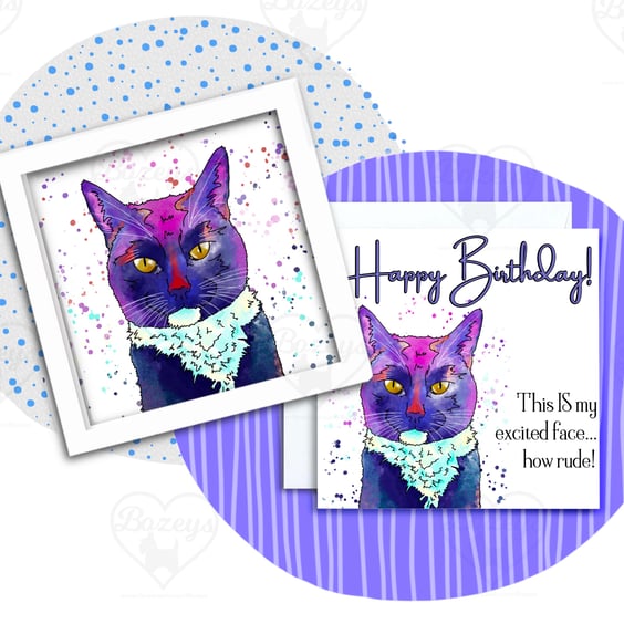 Tuxedo Cat Birthday Card