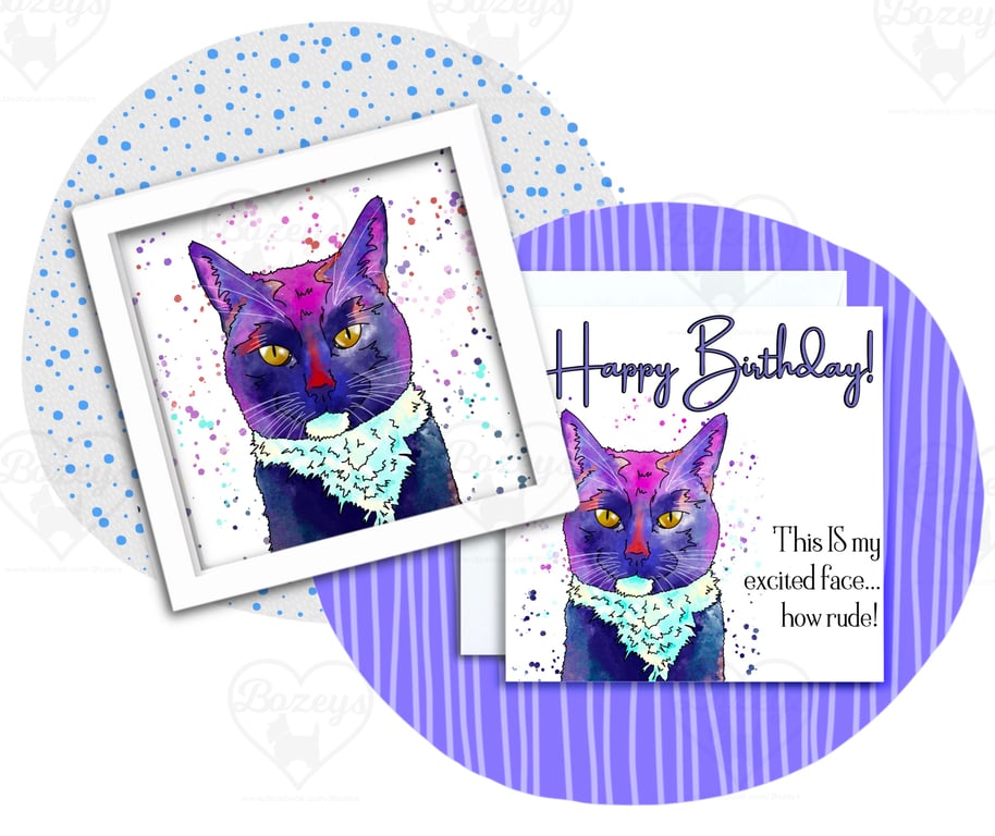 Tuxedo Cat Birthday Card