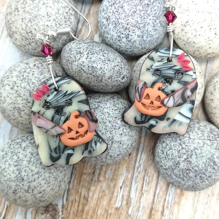 Ghost polymer clay earrings