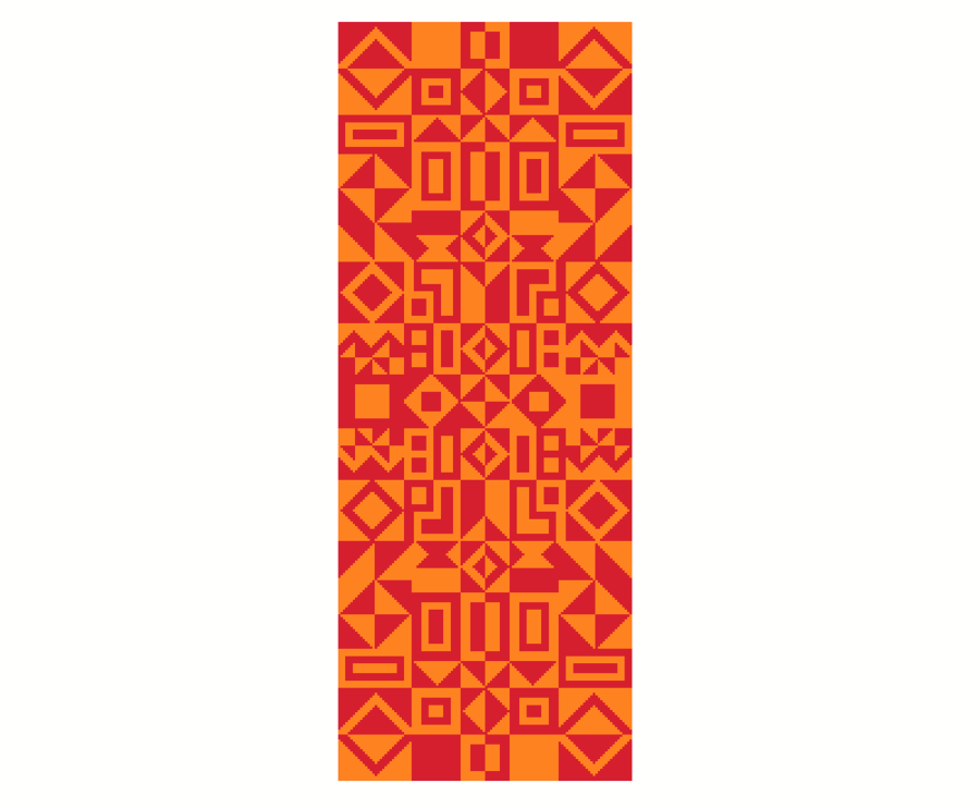 268D - Geometry Cross Stitch Pattern: Alexander Girard Tribal Art ORANGE RED