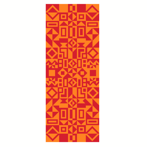 268D - Geometry Cross Stitch Pattern: Alexander Girard Tribal Art ORANGE RED