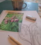 An original handprinted linoprint of snakes head fritillaries  - Image 9