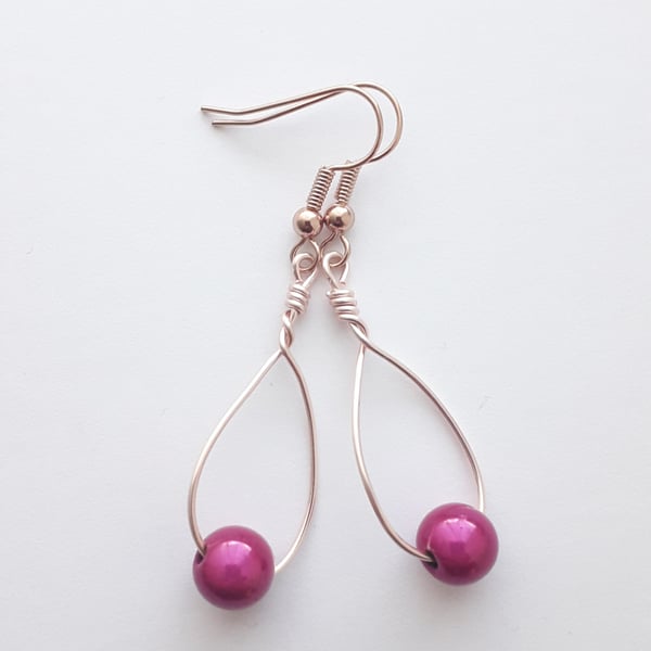 Hot Pink Miracle Swing Bead Earrings 