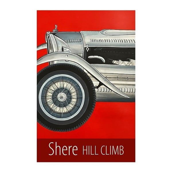 Shere Hill Climb Napier Railton travel poster print by Susie West