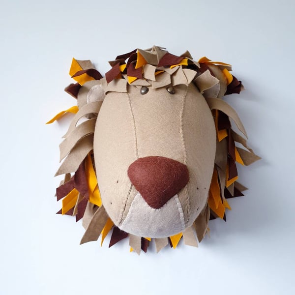 LION - Felt Faux Taxidermy - Wall Mounted Animal Head