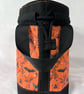 Large Cotton Canvas Drawstring Project Bag Black & Orange Bats Spiders & Moths - Image 4