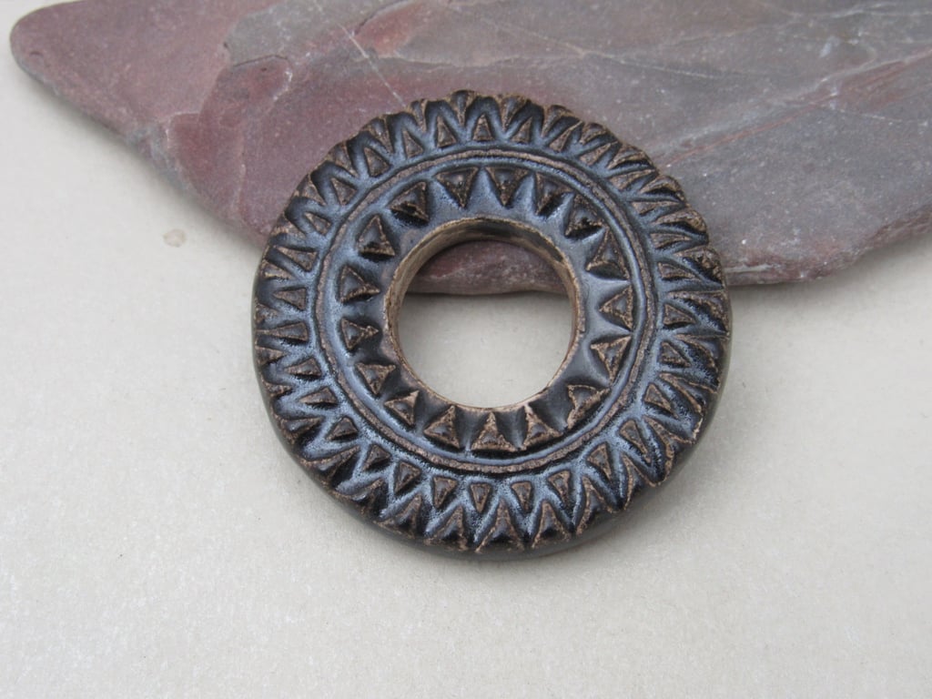 Chunky Dark Earth Ceramic Pendant Loop Connector