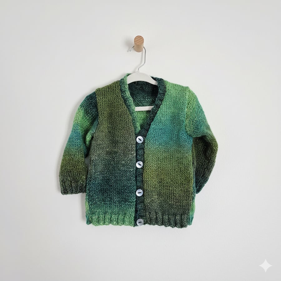 Gender Neutral cardigan  - olive, green & aqua