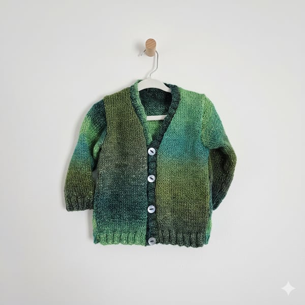 Gender Neutral cardigan  - olive, green & aqua