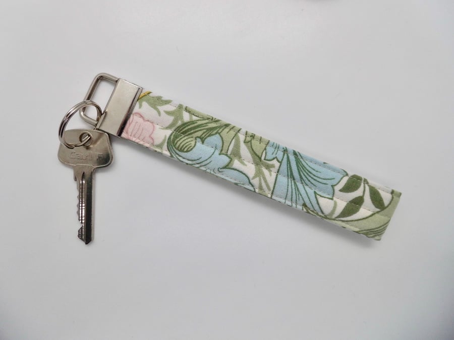 Key ring wrist strap in William Morris Myrtle fabric
