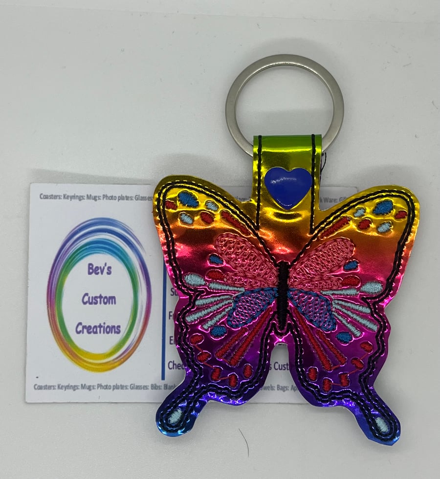 Embroidered Butterfly Keyring
