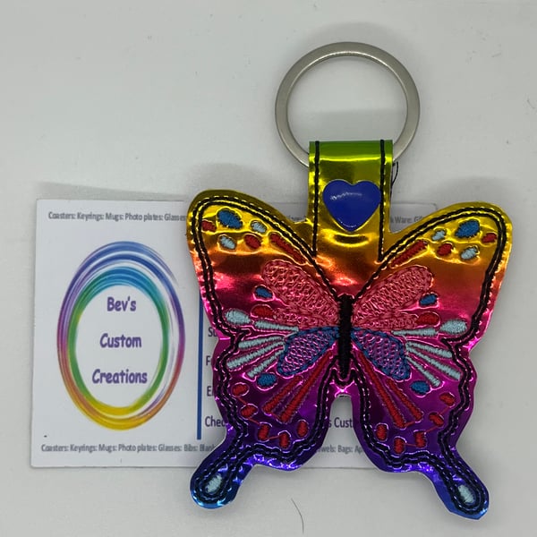 Embroidered Butterfly Keyring