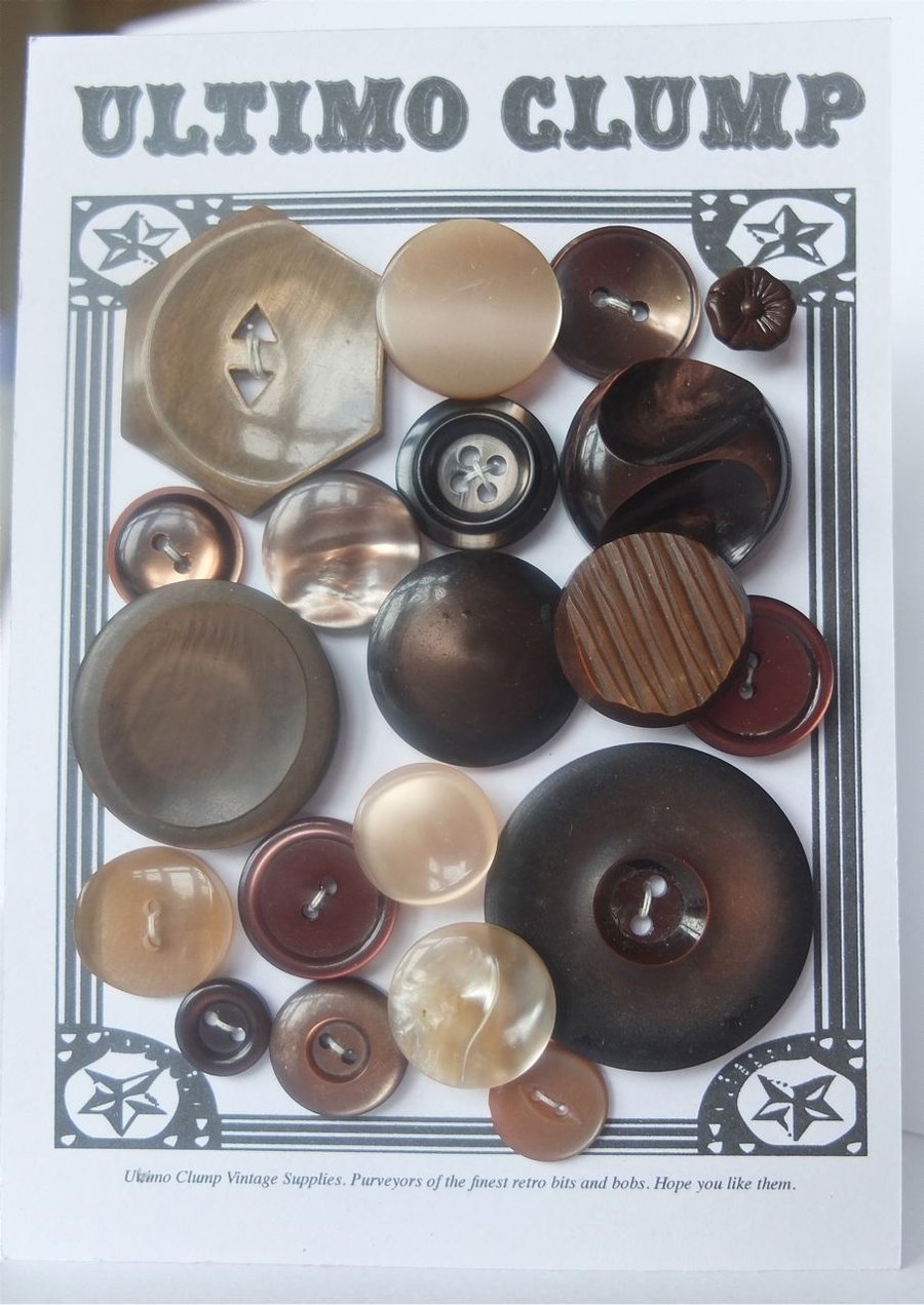 20 Vintage Coffee and Cream Buttons