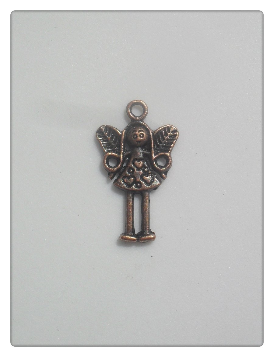 15 x Tibetan Style Pendants - 25mm - Fairy - Red Copper 