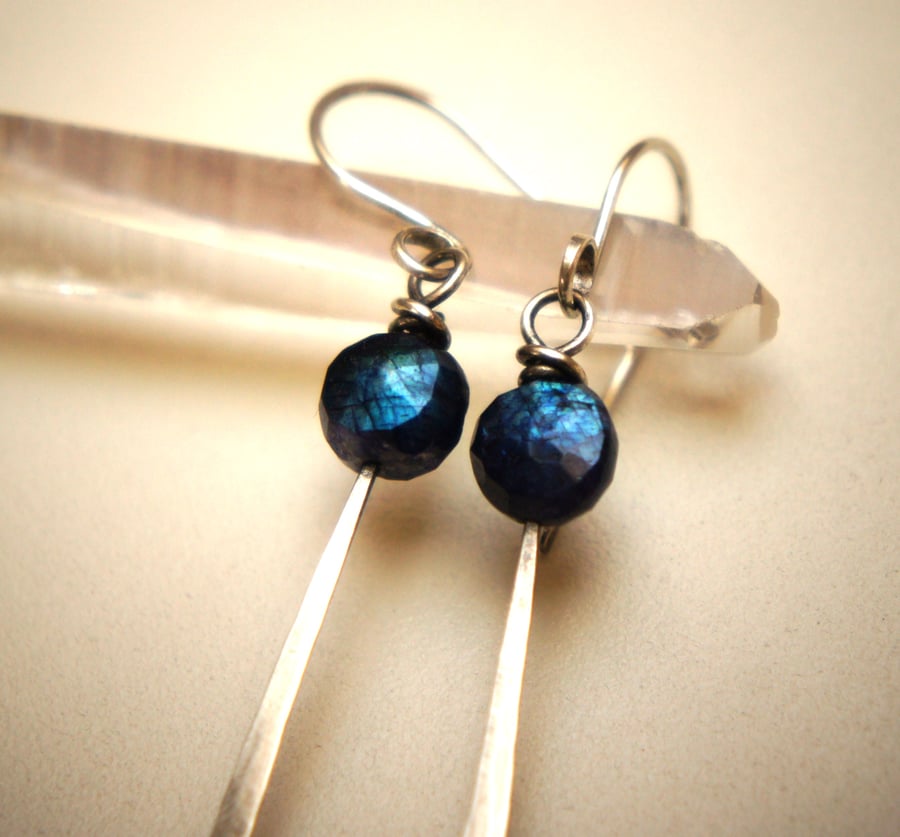 Deep Indigo Labradorite and Sterling Silver Earrings