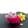 CUSTOM ORDER Needle felted sleepy mouse in a teacup by Lily Lily Handmade