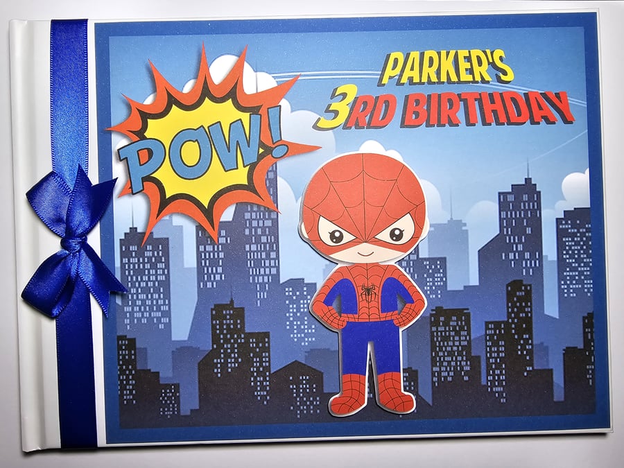 Spiderman birthday guest book, spiderman birthday party gift
