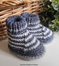 Baby Boy's Hand Knitted 95% Merino Wool Booties 0-3 months size  - Image 3
