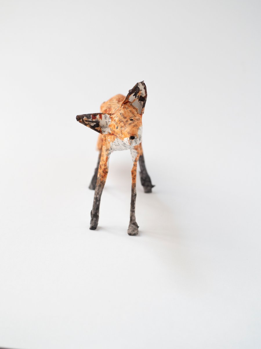 Salva Small Paper Mache Fox Sculpture