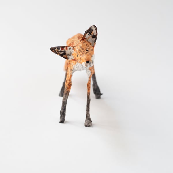 Salva Small Paper Mache Fox Sculpture