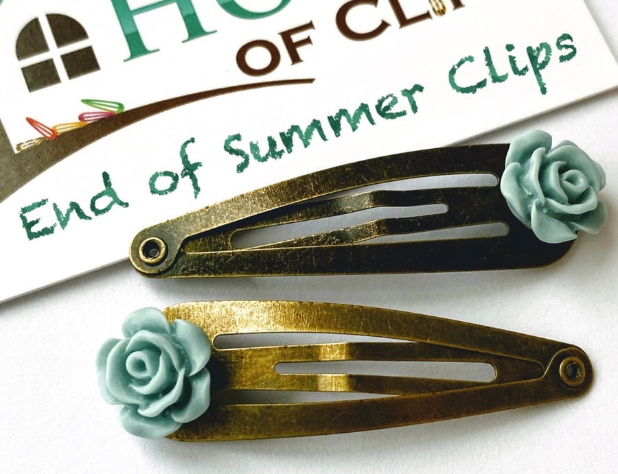 End of Summer Clips x2 - Flower Hair Clips - Flower Barrettes - Non Slip Hair Cl