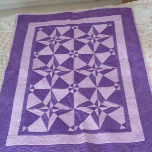 REDUCED! Stunning 'Day and Night' design lap patchwork quilt or throw.