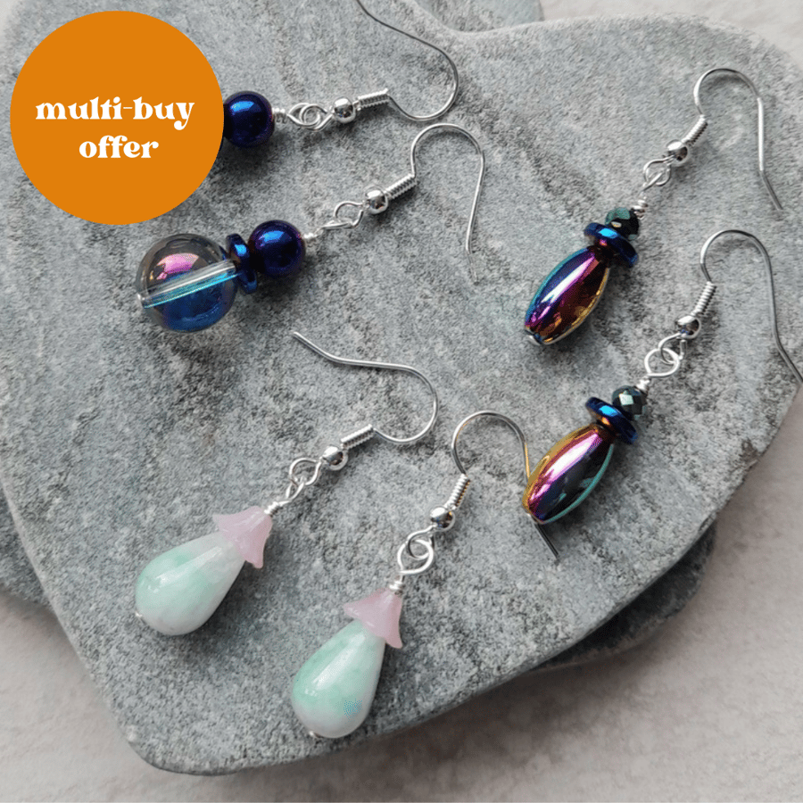 3 Pairs Of Silver Plated Earrings