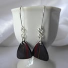 Sterling Silver and Iron Tiger Eye Earrings with Vertical Stripes