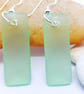 Sea Mist cultered sea glass and sterling silver puffed rectangle drop earrings - Image 4