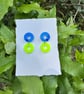 Double Blue and Neon Hoop Earrings - Image 9