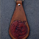 Leather Sleeping Squirrel Keyring