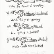 Lie on The Ground i - lino cut print