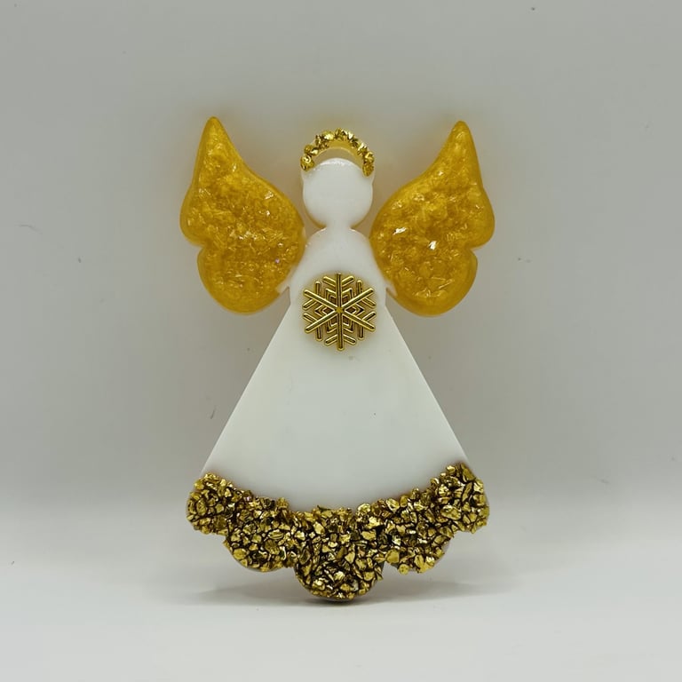 Celestial Grace – Gold & White Angel – Christmas Hanging Decoration