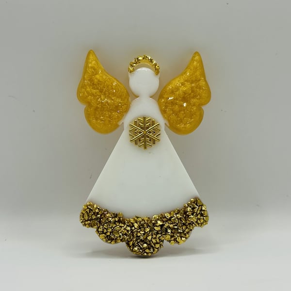 Celestial Grace – Gold & White Angel – Christmas Hanging Decoration