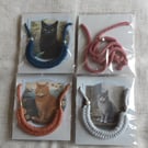 Cat lover handmade macramé necklace adjustable length and choice of 5 colours. 