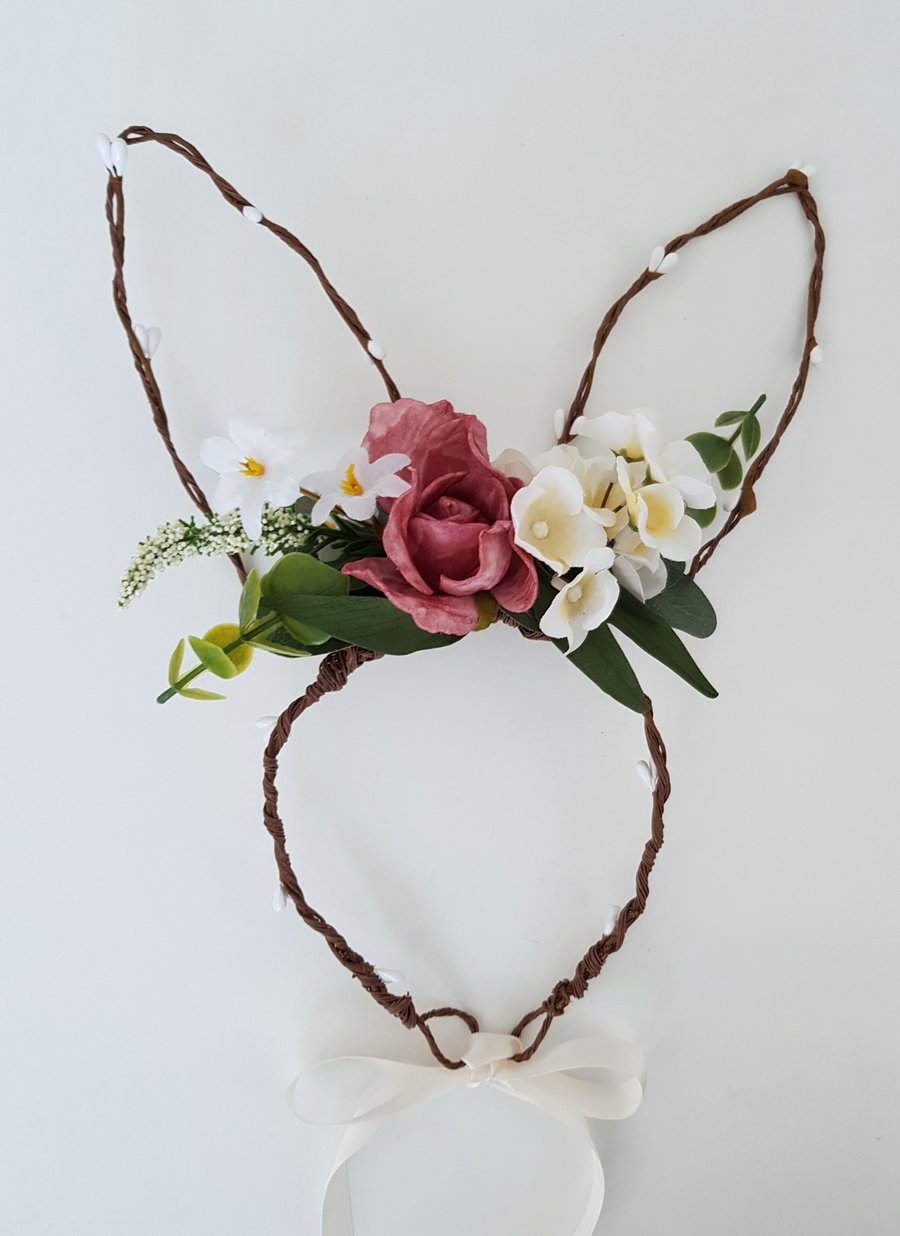 Easter bunny ears headband, birthday headband, photo shoot hair accessory 