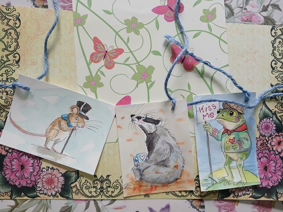 Whimsical watercolourgift tags