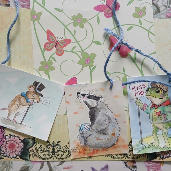 Whimsical watercolourgift tags