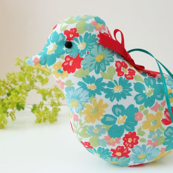 Lavender Bird, Turquoise and Red Floral Scented Sachet