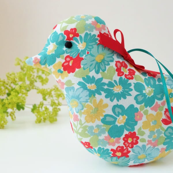 Lavender Bird, Turquoise and Red Floral Scented Sachet