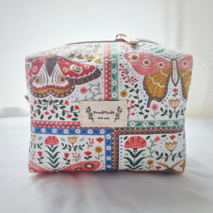 Mini Moth and Butterfly Print Make Up Bag