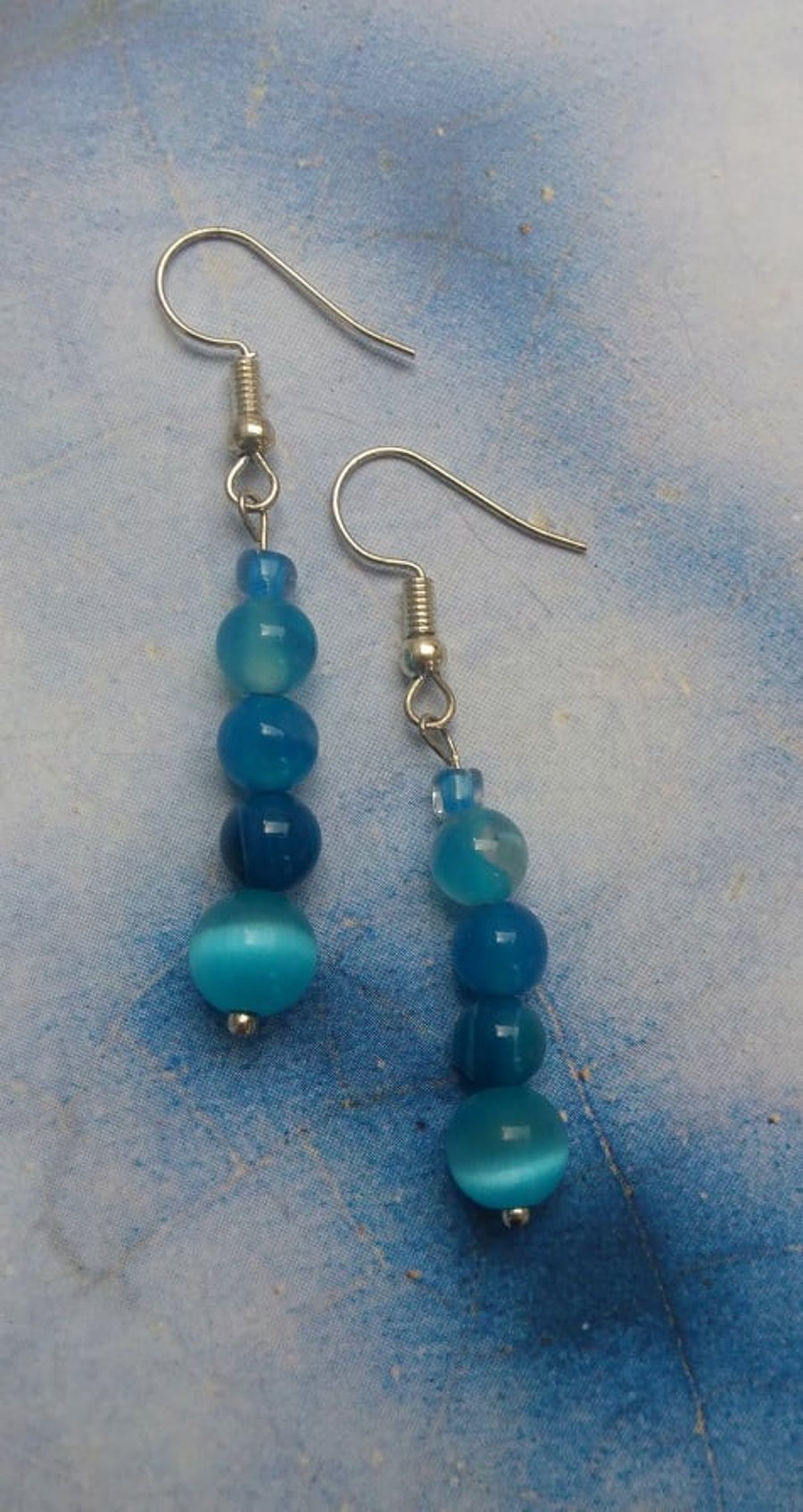 Gradients of Blue Beaded Earrings