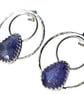 Tanzanite Earrings Recycled Silver Jewellery Gift Rose Cut Gemstone Hoops - Image 1