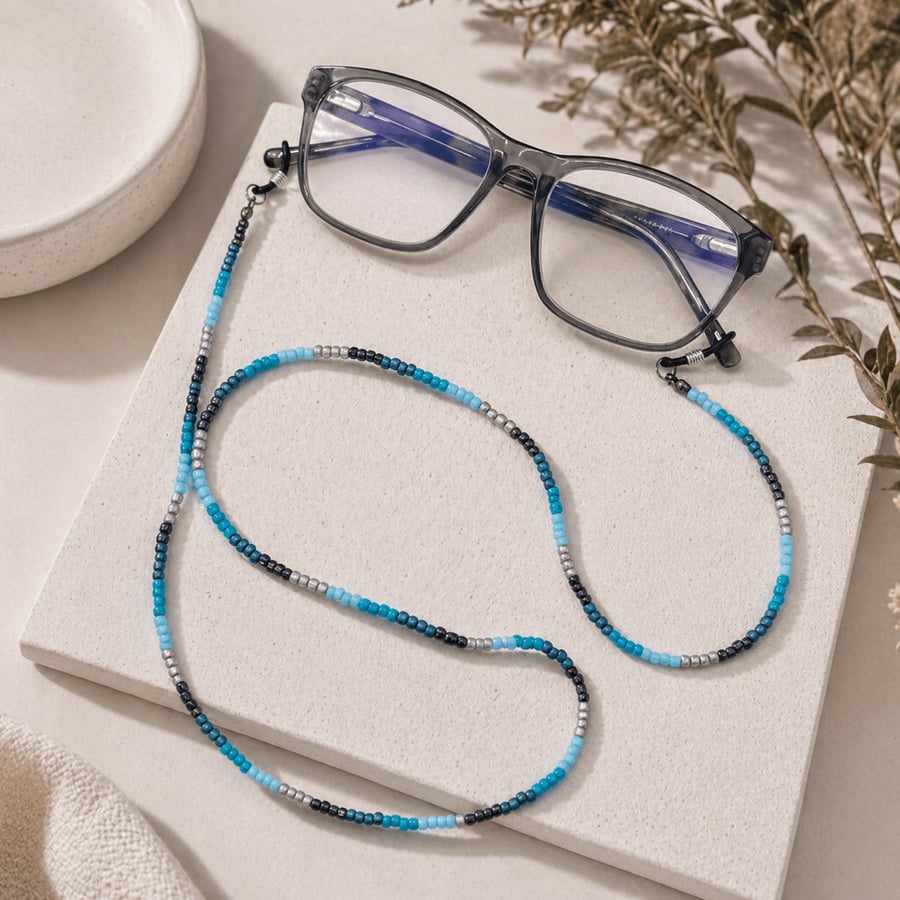 Handmade Czech Glass Seed Bead Glasses Chain,