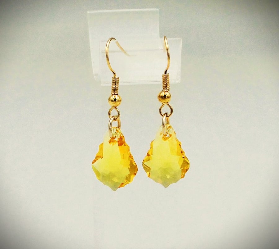 Pretty sunshine yellow crystal earrings   Stocking fillers
