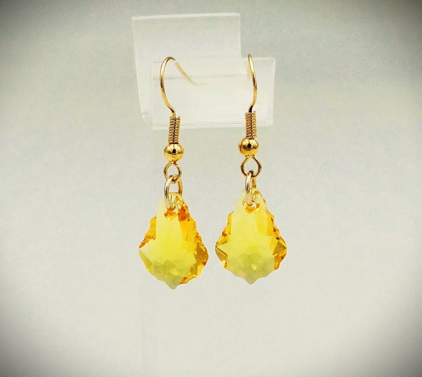 Pretty sunshine yellow crystal earrings   Stocking fillers
