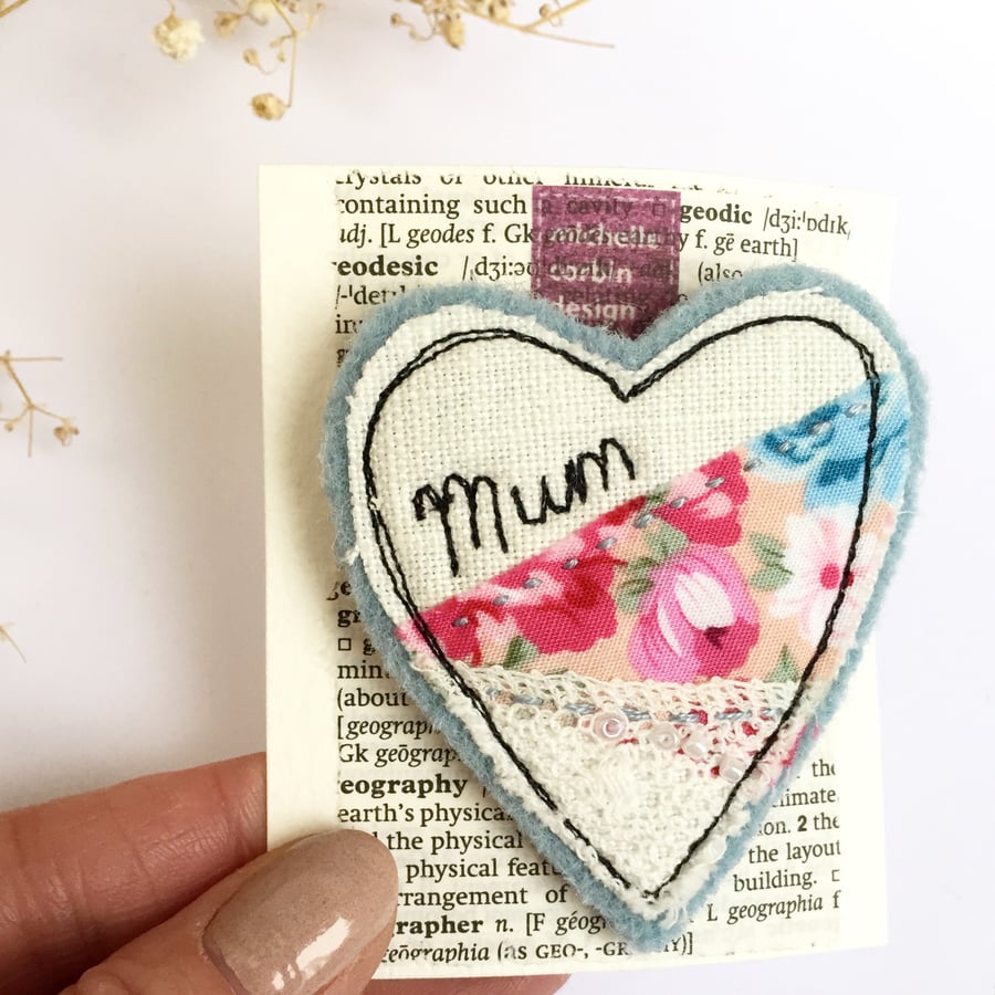 Mum Embroidered Heart