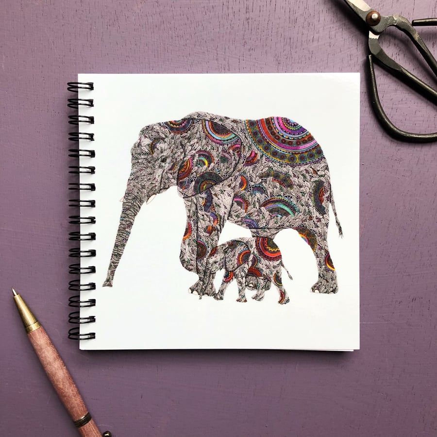 'Elephants' Square Notebook